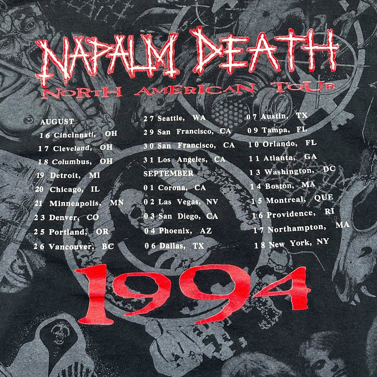 1994 Vintage Napalm Death North American Tour AOP Shirt