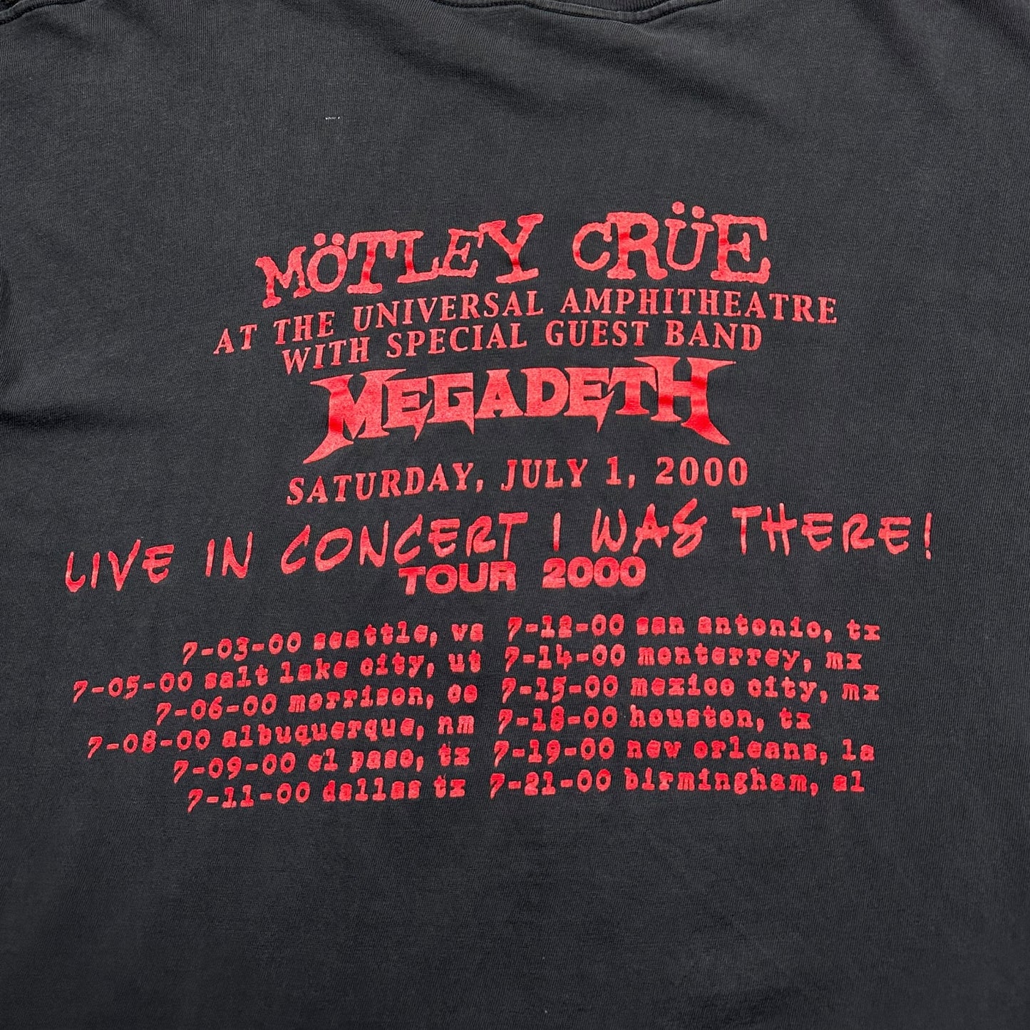 2000 Vintage Motley Crue Tour With Megadeth Shirt