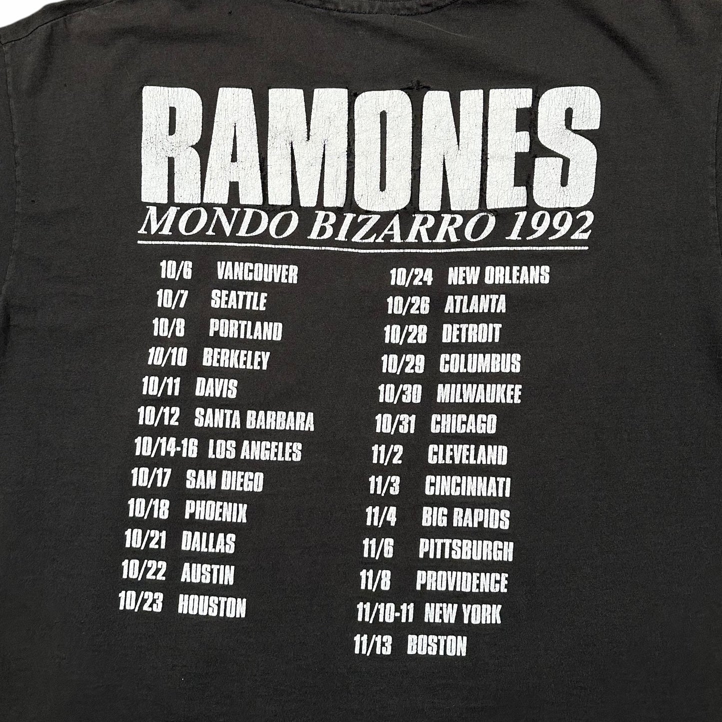 1992 Vintage Ramones "Mondo Bizarro" Tour Shirt