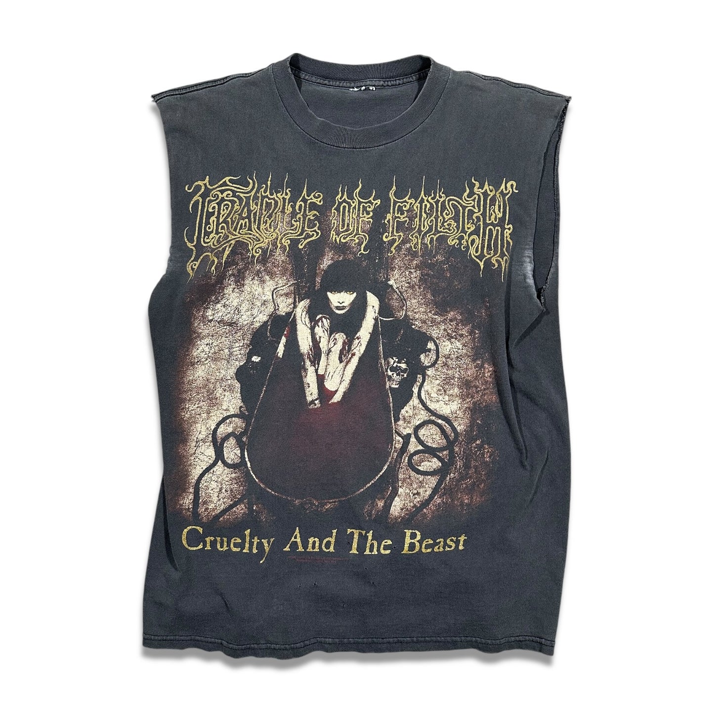 1990s Vintage Cradle Of Filth "Cruelty And The Beast" Cutoff Shirt