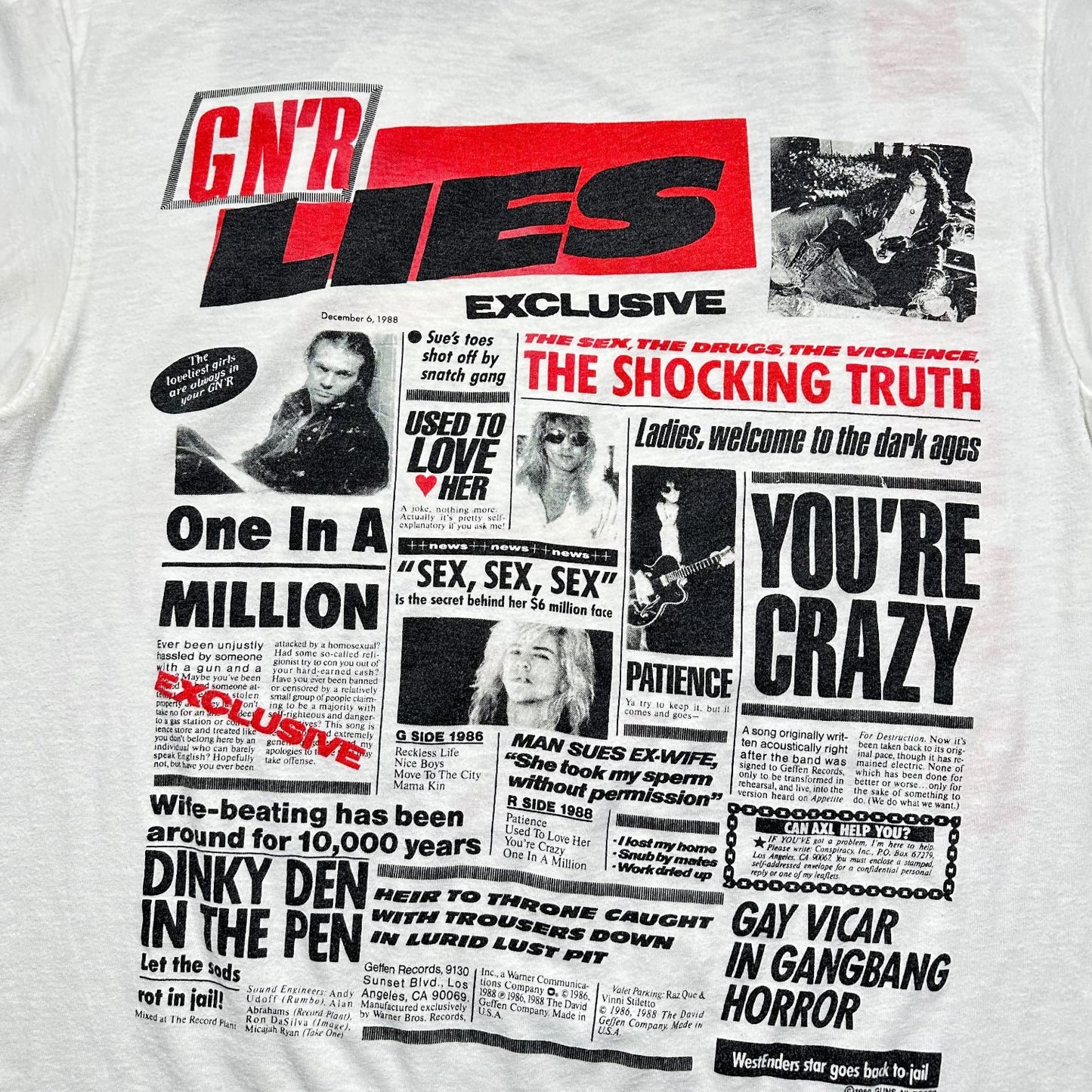 1989 Vintage Guns N' Roses "Lies Exclusive" Shirt