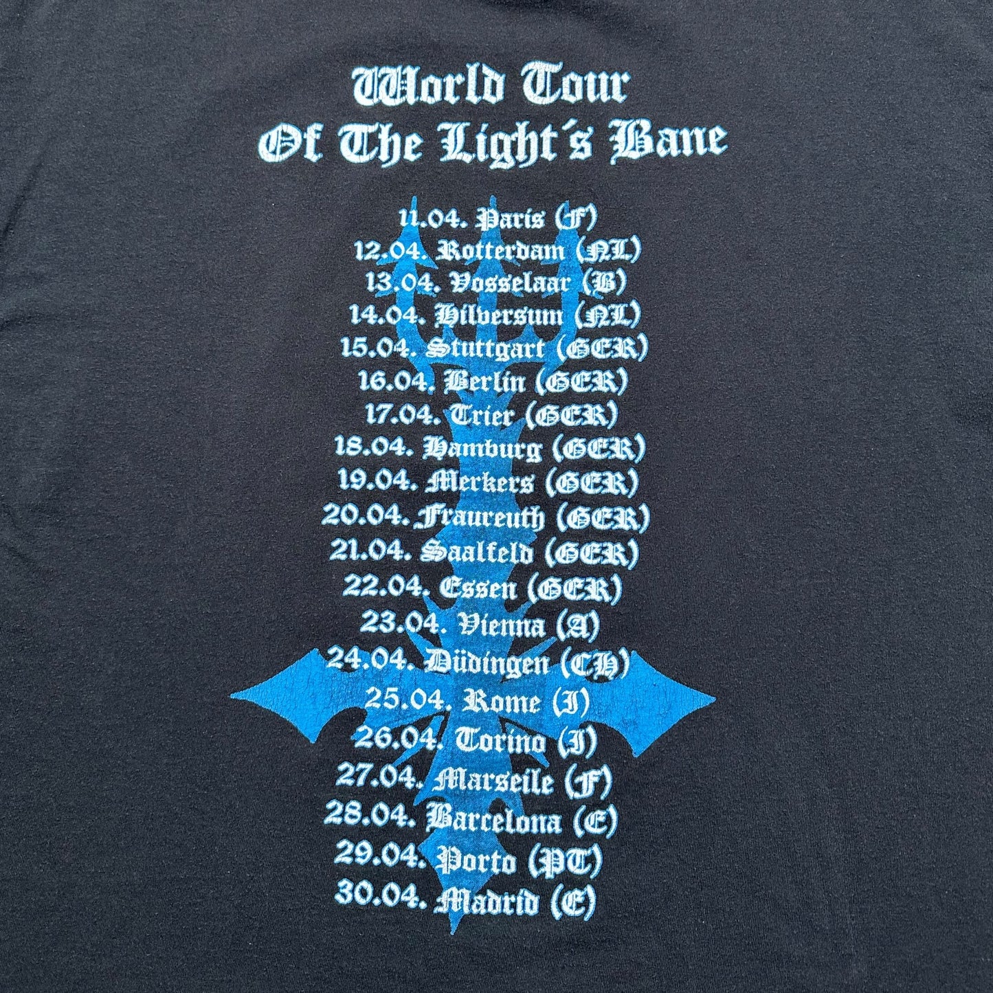 1996 Vintage Dissection "Storm Of The Light's Bane World Tour" Shirt