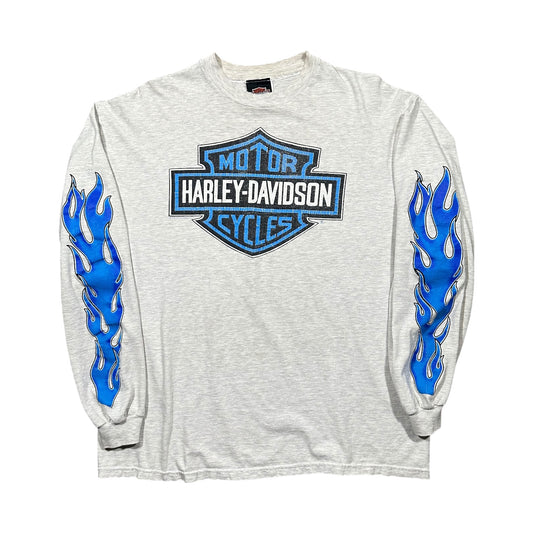 1990s Vintage Harley Davidson Blue Flame Longsleeves