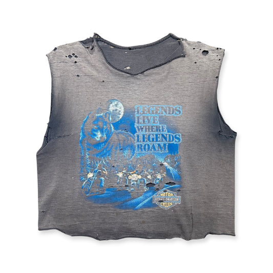 1990s Smoked Vintage Harley Davidson Cutoff Shirt