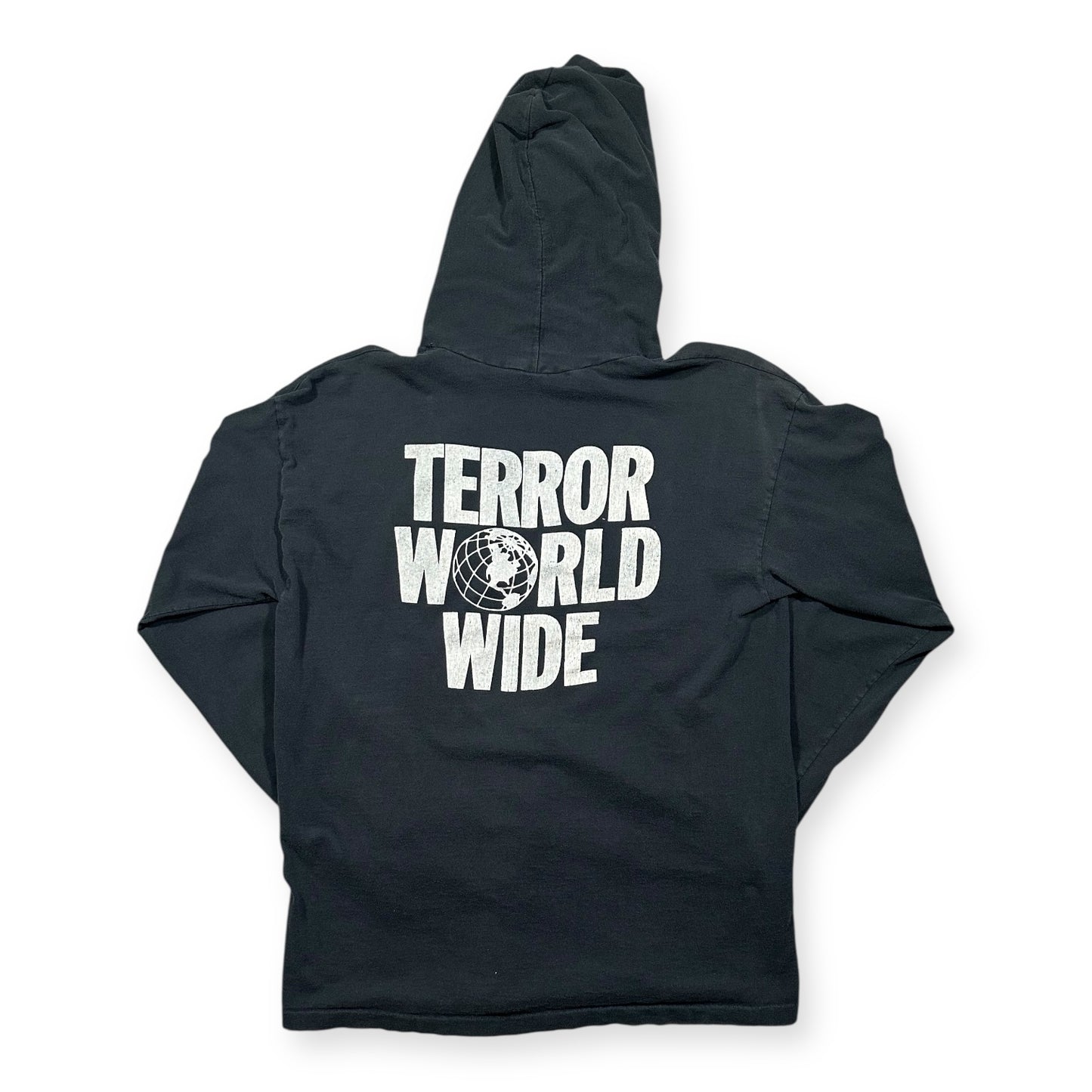 1990s Vintage Don Rock "Terror Worldwide" Hooded Longsleeves Shirt